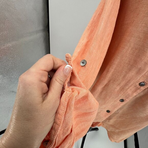 Elisabeth Liz Claiborne Women Linen Oversized Button Up Shirt Peach 3X Lagenlook - Picture 4 of 7